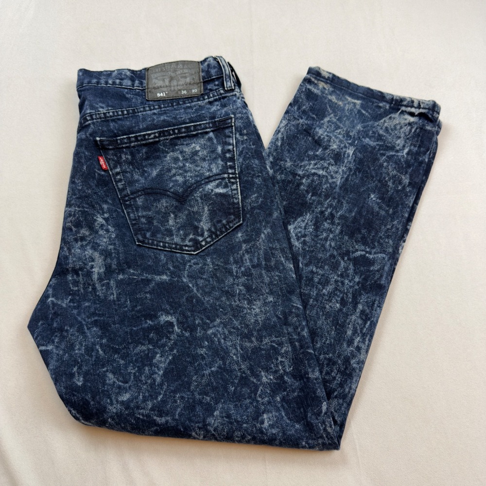 Levi Strauss Co 541 Athletic Taper Fit Jeans Mens 36x30 Dark‎ Acid Wash